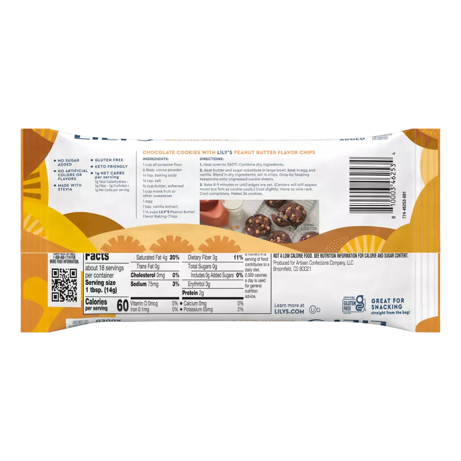 Lily's Sugar-Free Peanut Butter Flavour Baking Chips