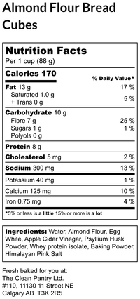 Bread Cubes - Almond Flour (Low Carb, High Protein, Gluten Free) Pre-Order