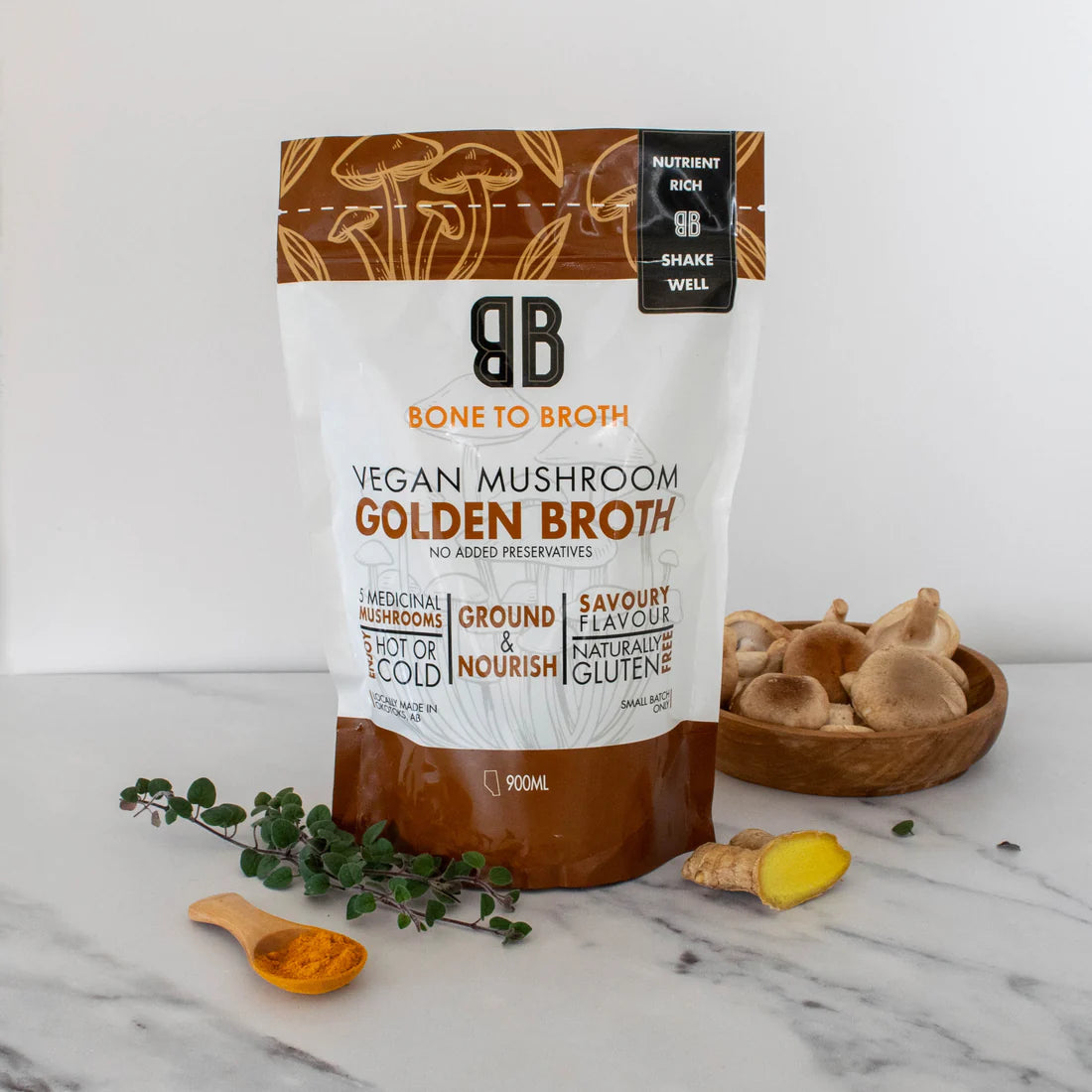 Local Vegan Golden Mushroom Broth