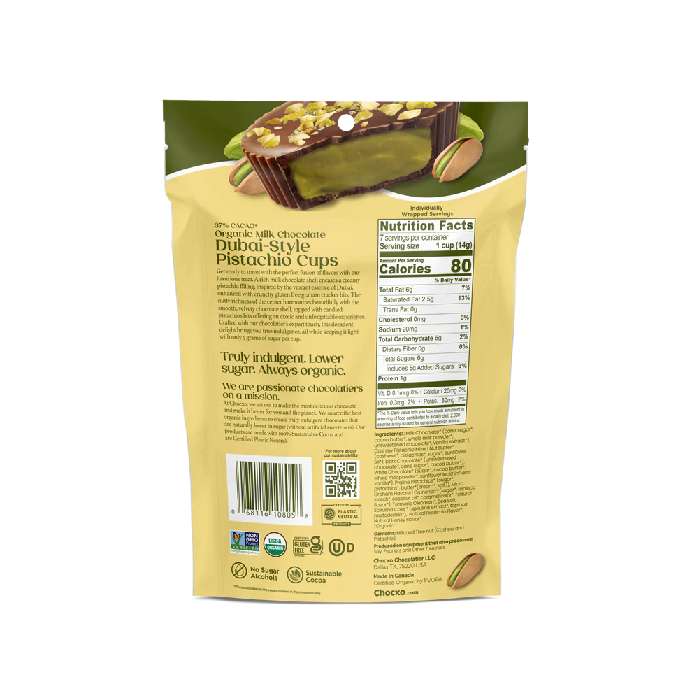 Milk Chocolate Pistachio Cups - Dubai Style