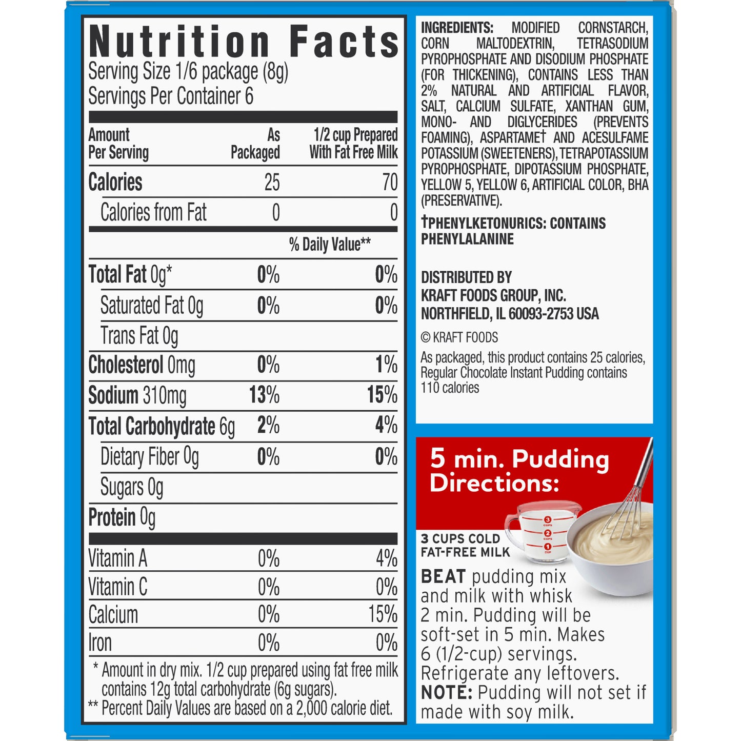 Sugar Free Pudding Mix