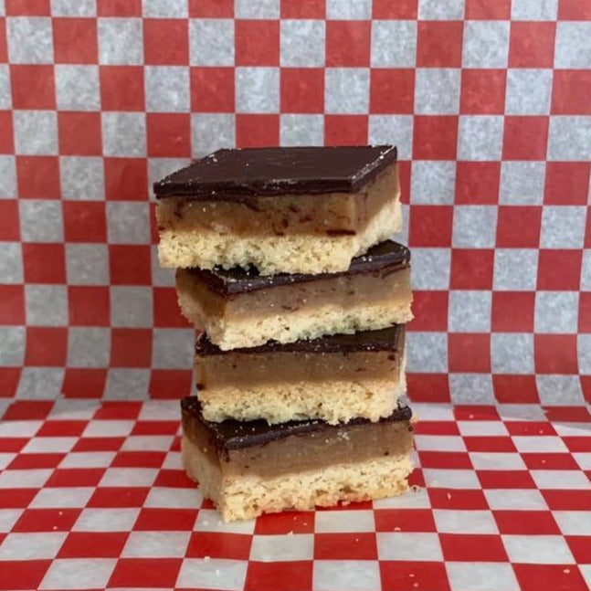 Mama Leila's Peanut Butter Caramel Shortbread Squares