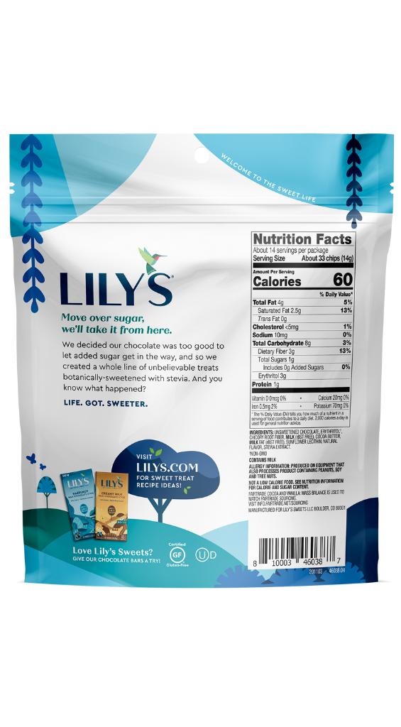 Lily's Sugar-Free Milk Chocolate Style Baking Chips