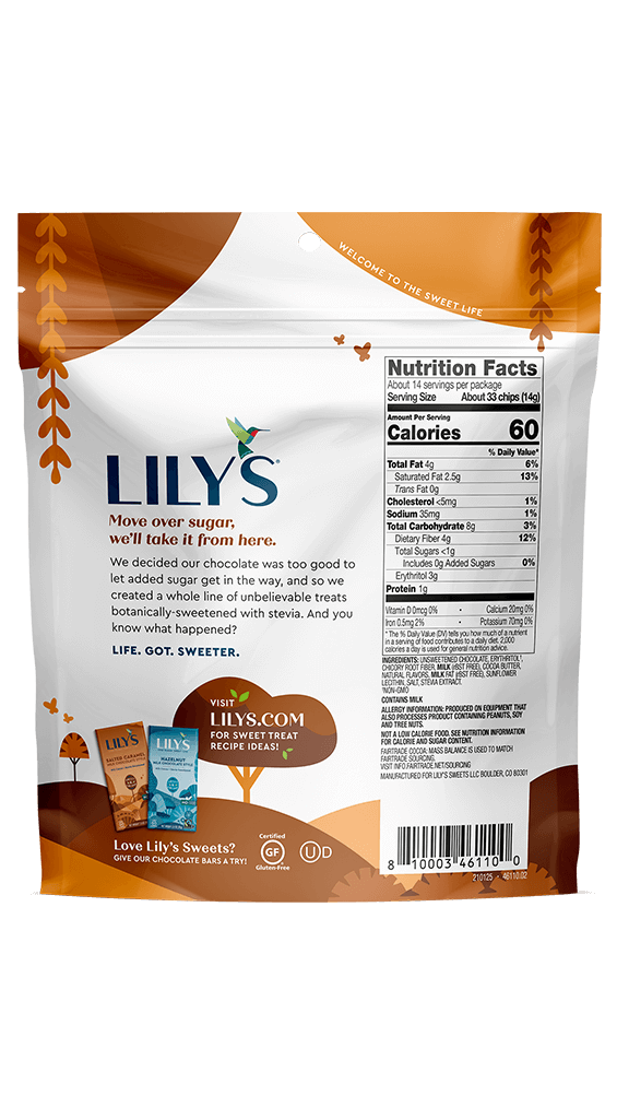 Lily's Sugar-Free Chocolate Salted Caramel Flavour Baking Chips